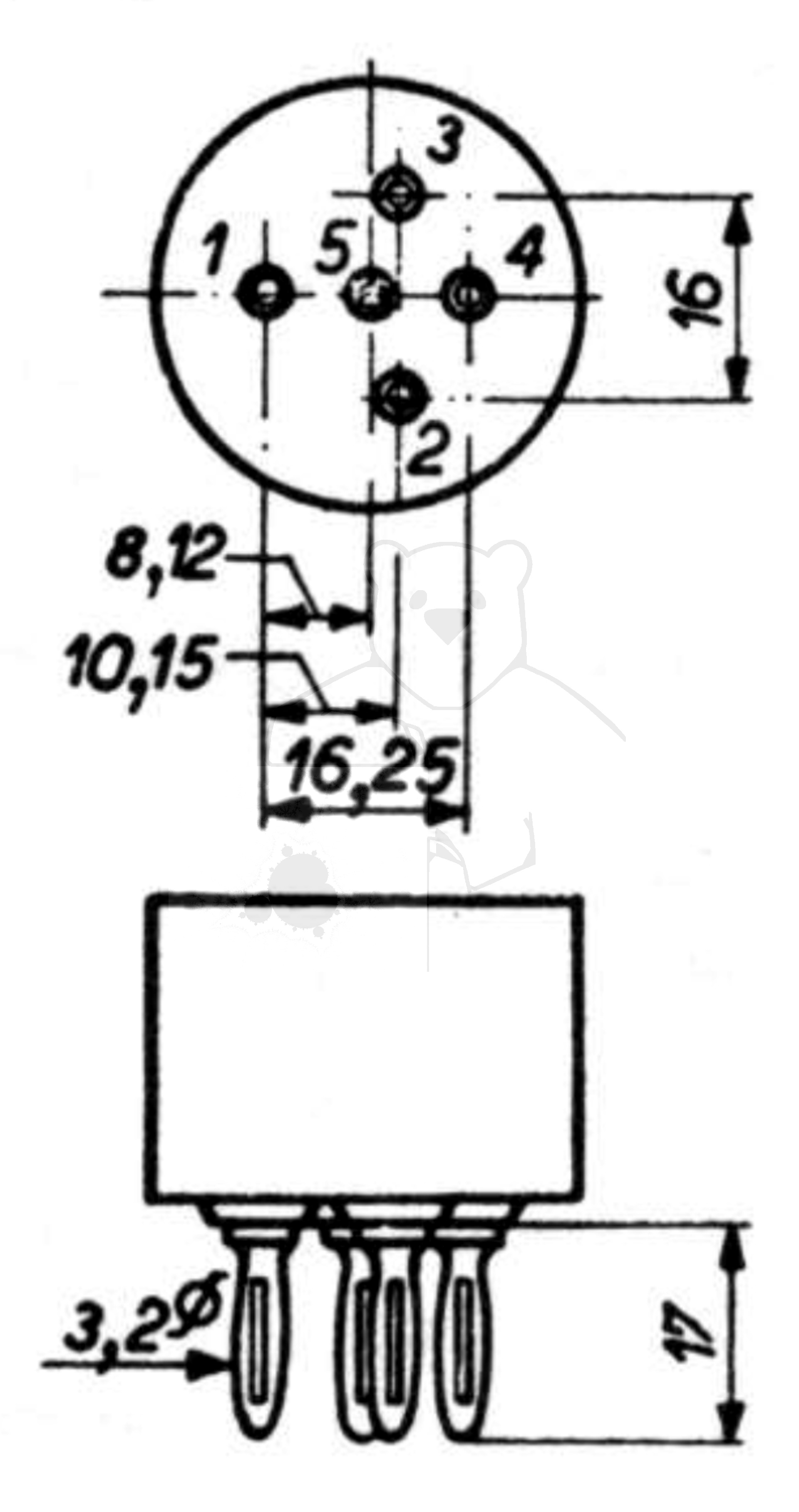 Fassung für Röhren mit: Europa, 5pol. aus: Das große Röhrenhandbuch, Franzis Verlag, 1995 München
